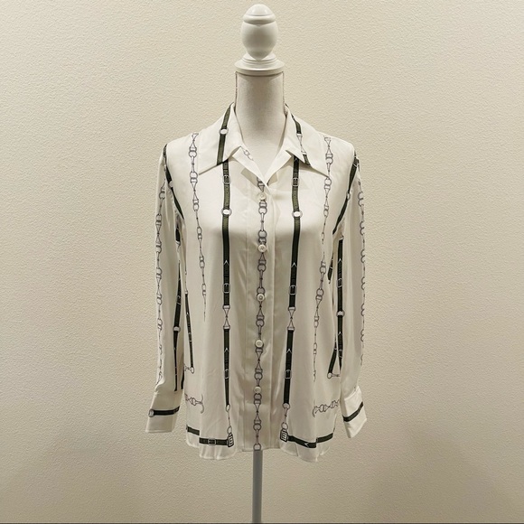 Equipment Button Front Zodi Printed Top - Picture 4 of 7